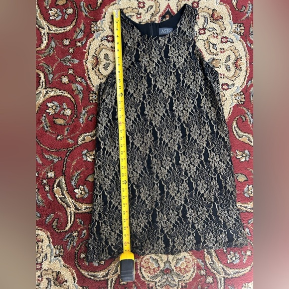 ASTR Scoop Neck Black and Gold Lace Mini Dress - Size M - Picture 8 of 9